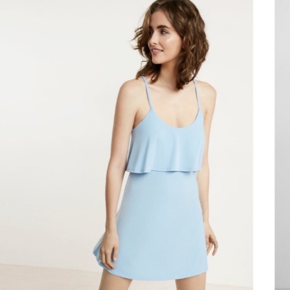 Express | Light Blue Ruffle Cami Dress